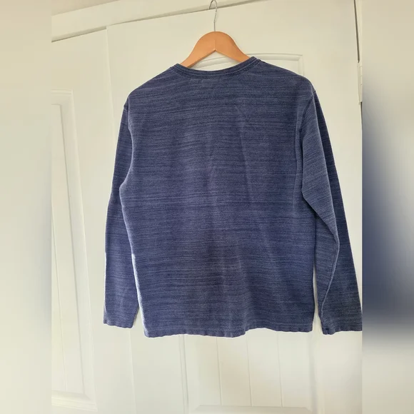 Rowm Long Sleeve Henley Shirt Mens Medium Heathered Blue - Picture 2 of 7